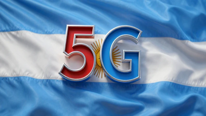 Cinemática, colorida señal 5G con la bandera argentina
