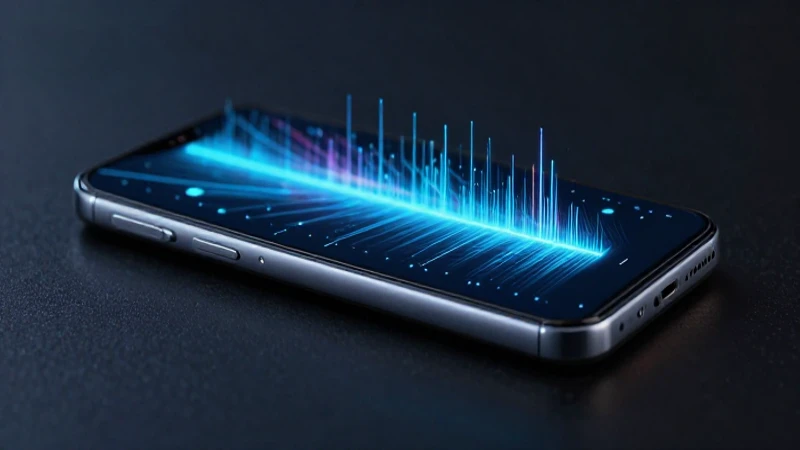 Smartphone iluminado, datos fluidos, enfoque cinematográfico