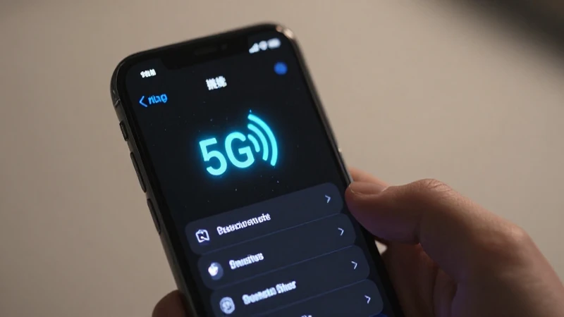 Teléfono muestra ajustes con señal 5G