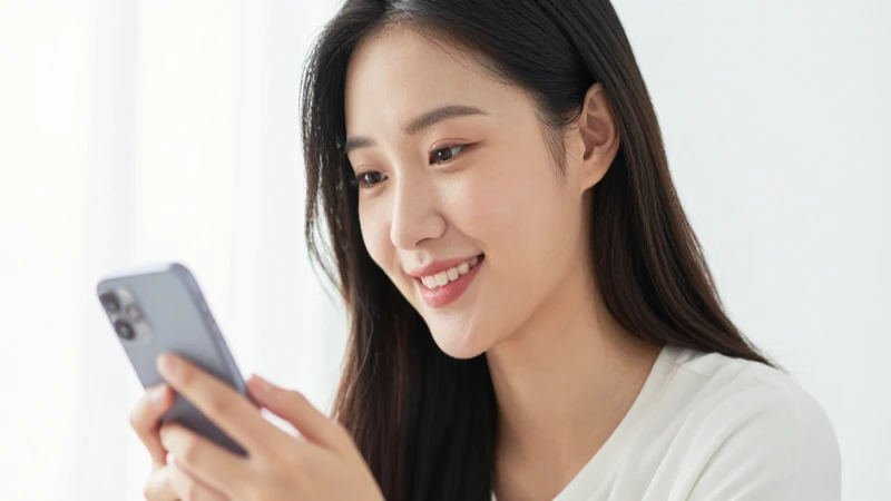 Joven sonriente con teléfono, luz suave