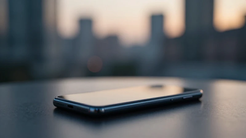 Smartphone Android enfocado con ciudad borrosa