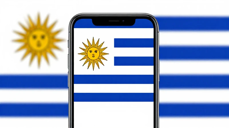 Teléfono Android, bandera uruguaya, luz brillante