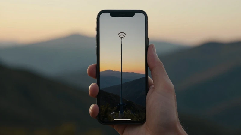 Teléfono muestra señal en paisaje montañoso