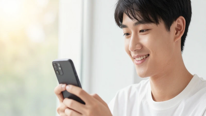 Descubre Todo sobre el Apn Ahmadabad AWCC Balance 3 Joven sonríe, con móvil y luz cálida