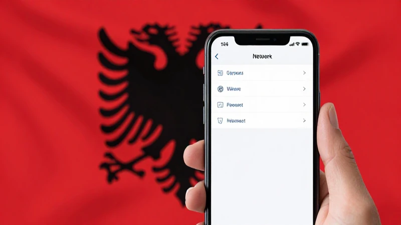 Teléfono móvil con ajustes, fondo albanés
