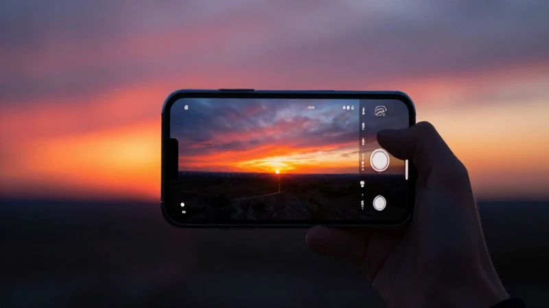Atardecer cinematográfico con señal de red visible