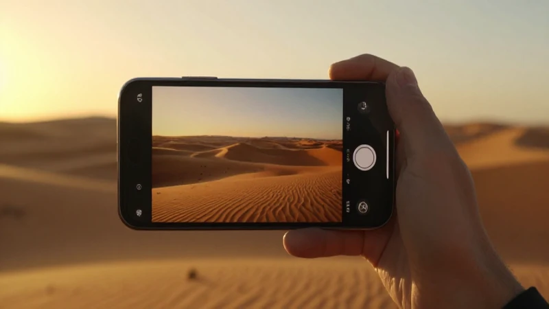 Smartphone Android, desierto al atardecer cinematográfico