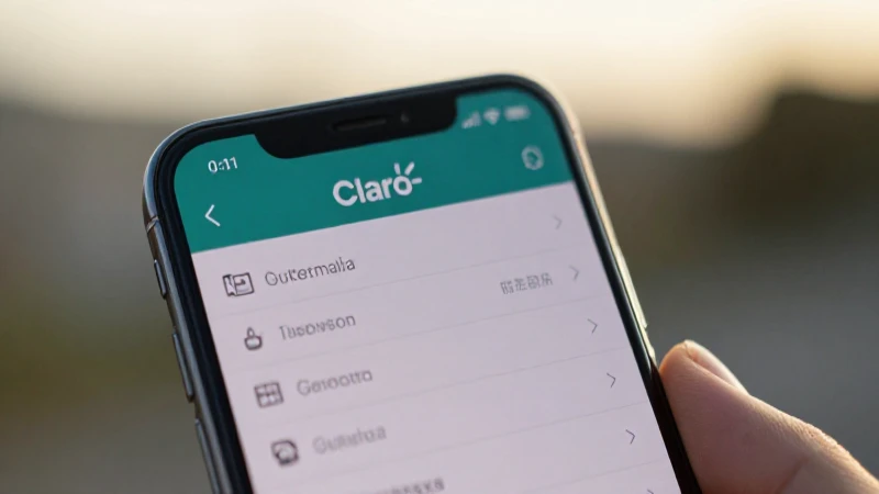 Smartphone con ajustes red y logo Claro