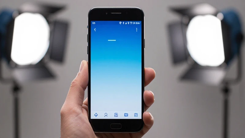 Smartphone Android con iluminación enfocada, borrosa