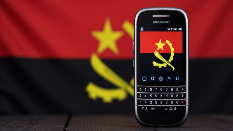 Configuraciones APN Angola: Guía Completa para BlackBerry 5 Teléfono BlackBerry con fondo como la bandera angoleña