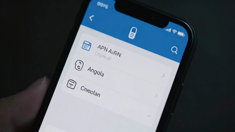 Configuración móvil de Unitel Angola en primer plano