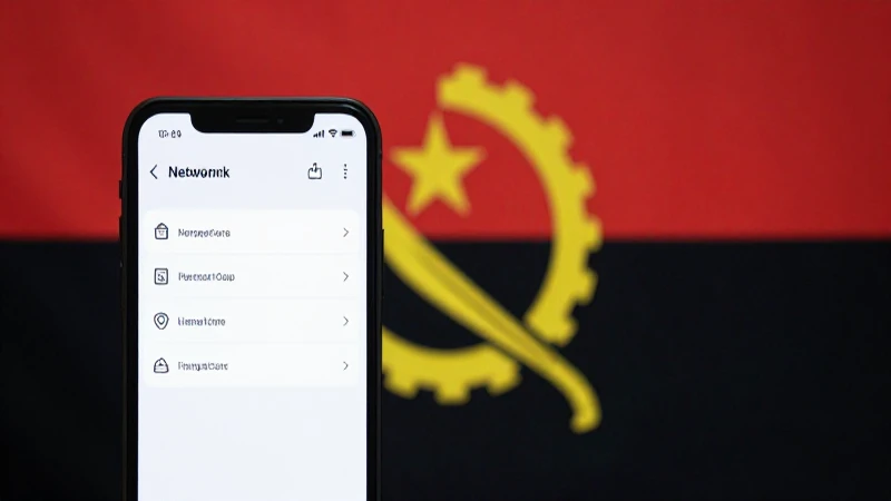 Smartphone con ajustes, fondo de Angola, luz suave