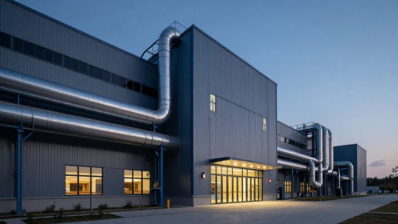 Edificio industrial moderno con iluminación cinematográfica