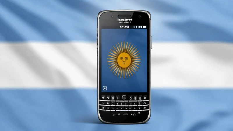 Teléfono BlackBerry con fondo de la bandera argentina
