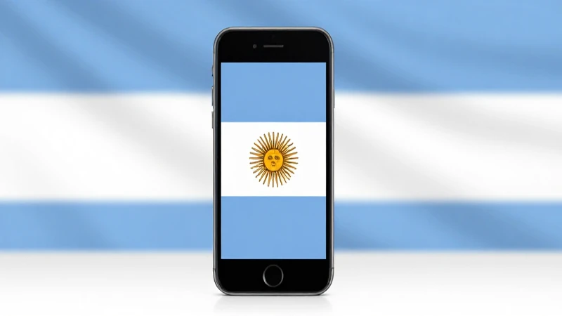 Teléfono iluminado contra fondo argentino