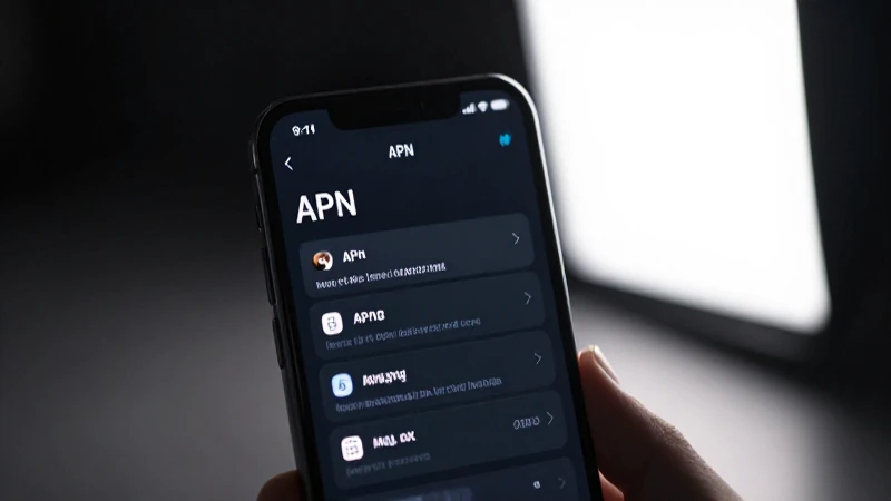 Teléfono muestra ajustes con configuración APN