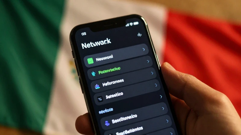 Teléfono con ajustes, bandera mexicana e iluminación cálida