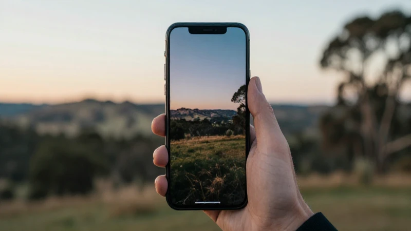 Smartphone Android contra fondo australiano cinematográfico