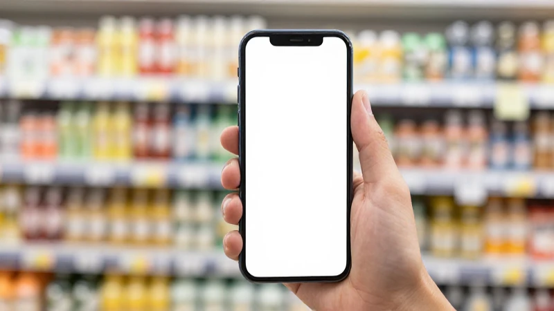 Pantalla de móvil ante fondo de Coles