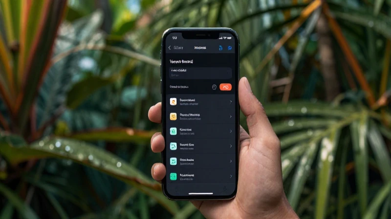 Teléfono inteligente con ajustes, fondo tropical