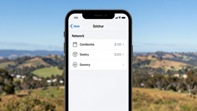 Teléfono Android mostrando ajustes, paisaje australiano luminoso