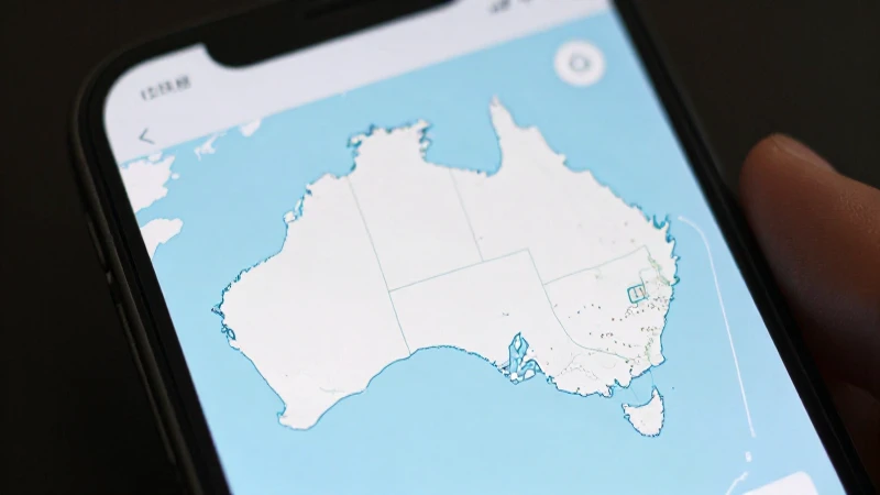 Cercano móvil Android con mapa australiano suave