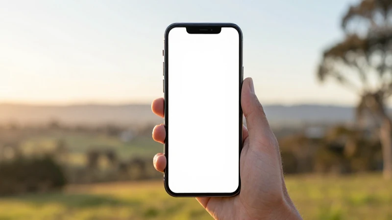 Smartphone Android con paisaje australiano suavemente iluminado