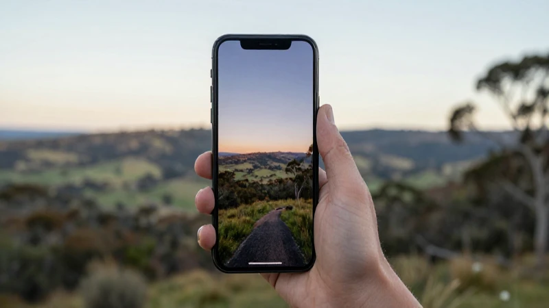Guía Completa sobre APN Australia: Internode APN Settings for Android 3 Teléfono Android con paisaje australiano suave