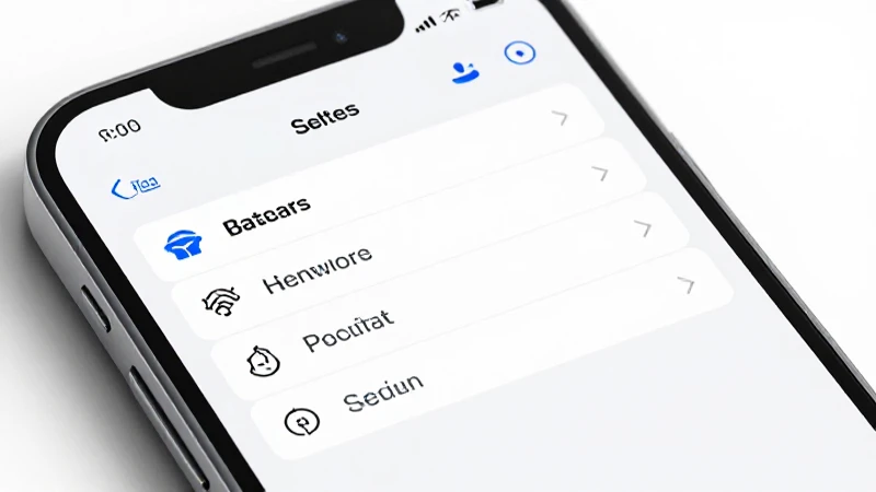 Teléfono muestra ajustes con diseño moderno