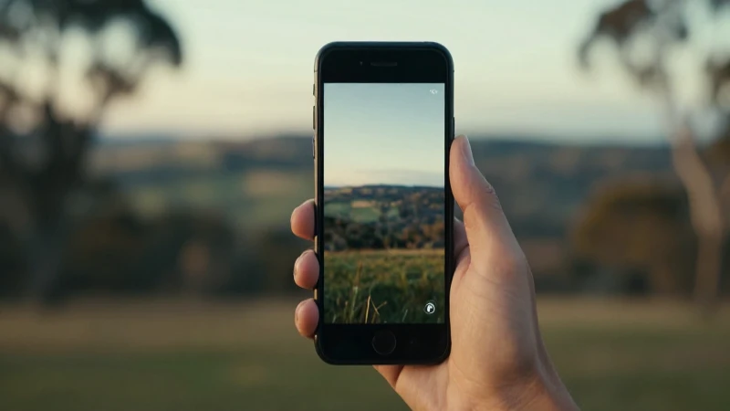 Completando la Conexión: APN Australia Optus Blackberry 3 Teléfono Blackberry, paisaje australiano, iluminación cinematográfica