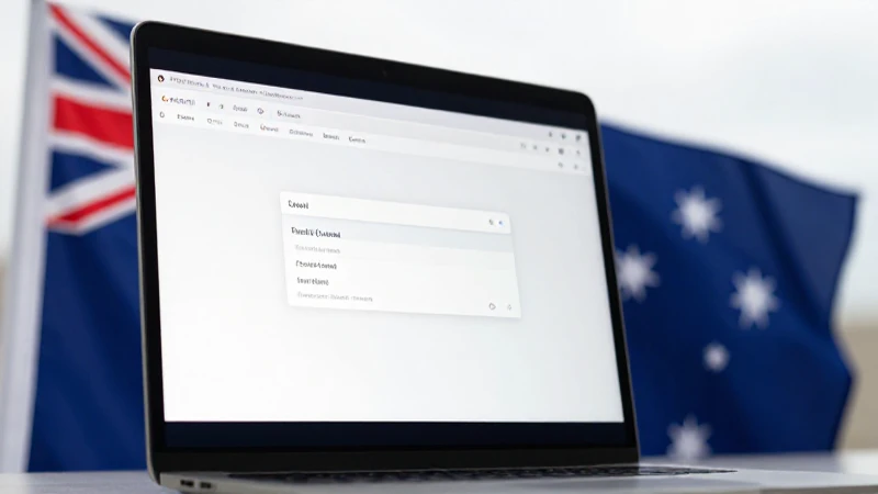 Portátil muestra correo, con bandera australiana