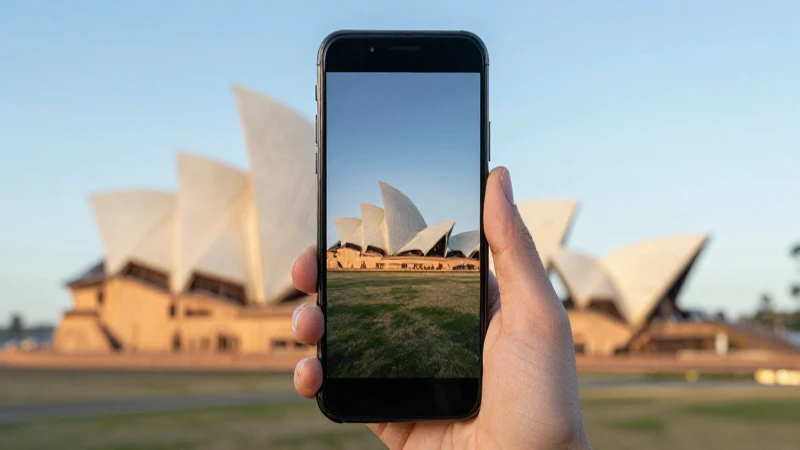 Smartphone Android con paisaje australiano cinematográfico
