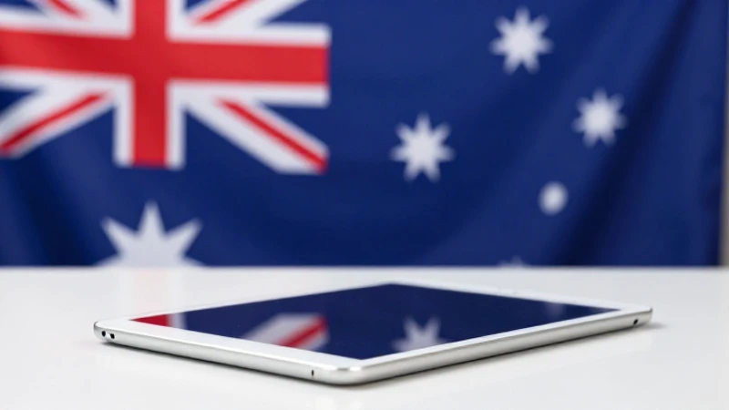 iPad sobre mesa con bandera australiana