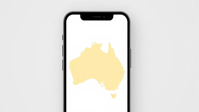 Fotografía limpia de móvil Android con mapa australiano