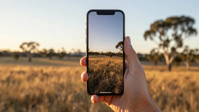 Fotografía de estudio con móvil y paisaje australiano