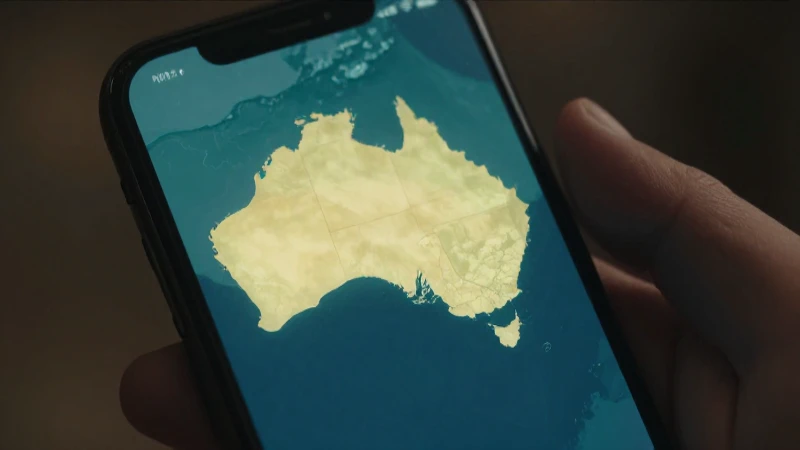 Teléfono Android, mapa de Australia, iluminación suave