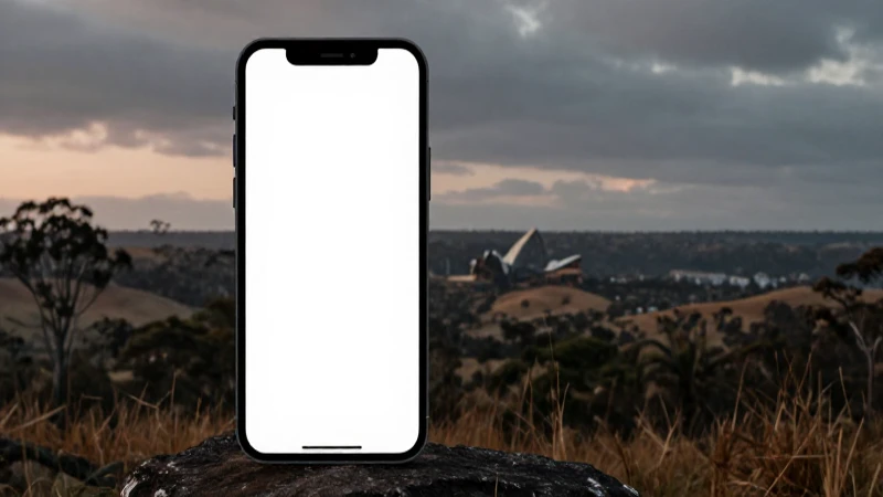 Simulación de iPhone con paisaje australiano cinematográfico