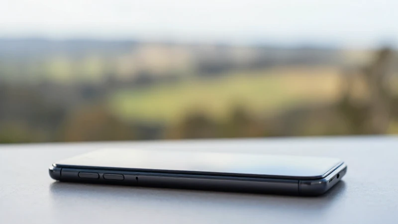 Smartphone sobre mesa con fondo borroso