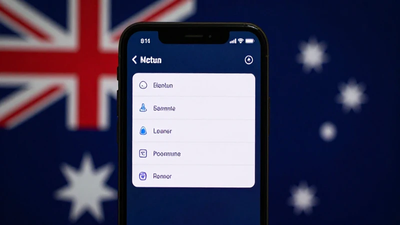 Smartphone con ajustes, bandera australiana difusa