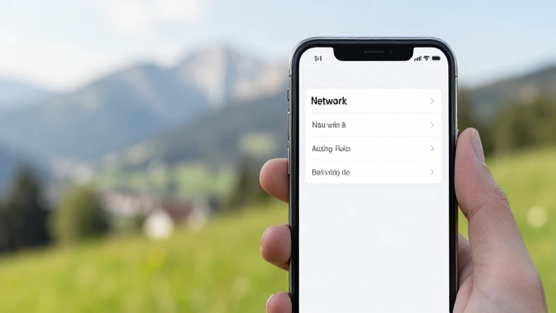 Teléfono muestra ajustes con paisaje alpino