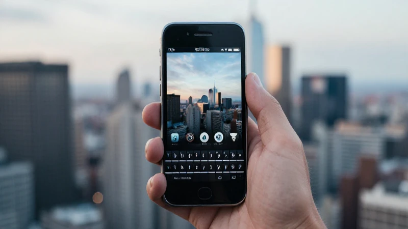 Teléfono Blackberry, ciudad, luz cinematográfica suave