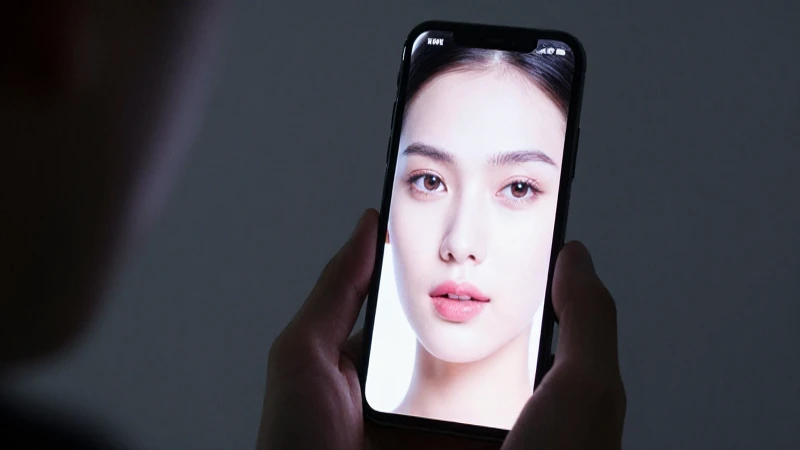 Smartphone Android con iluminación facial moderna