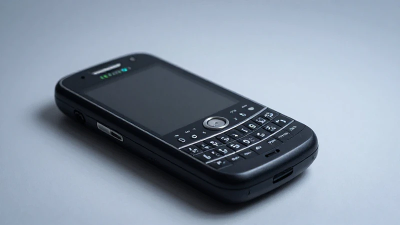 Teléfono Blackberry brillante bajo luz suave