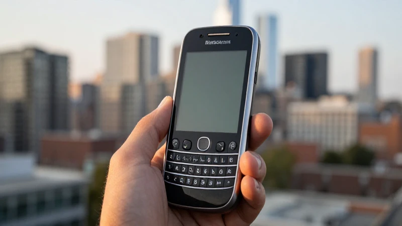Teléfono Blackberry con fondo urbano difuso