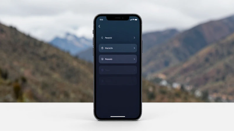 Teléfono inteligente muestra redes con paisaje andino