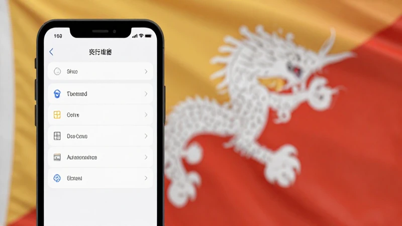 Teléfono muestra ajustes, bandera de Bután al fondo