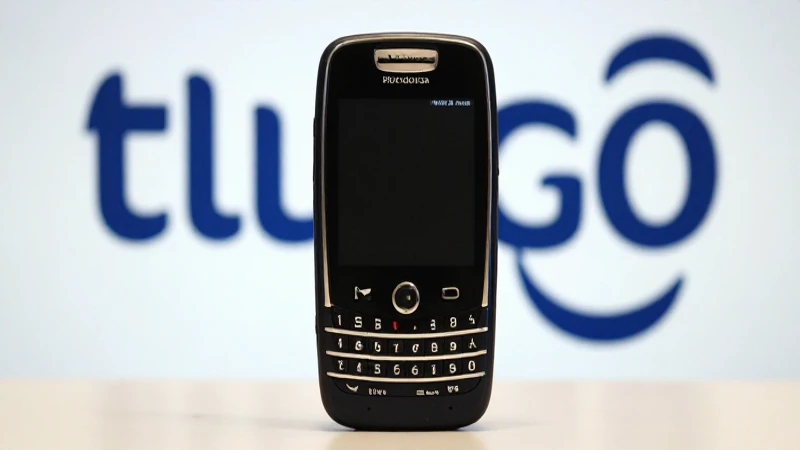 Teléfono BlackBerry con logotipo Tigo difuminado