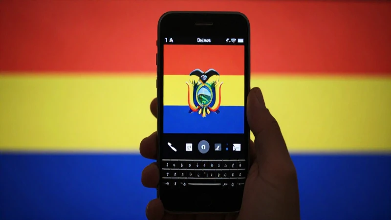 Teléfono BlackBerry con fondo de bandera boliviana