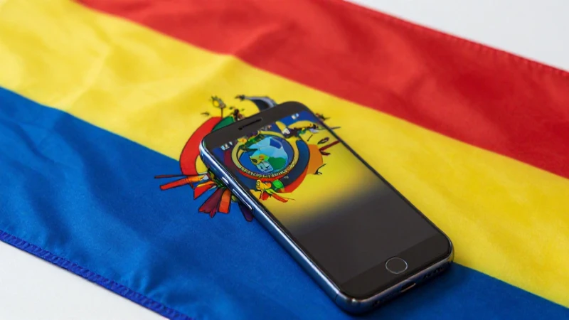 Primer plano luminoso del iPhone y la bandera boliviana