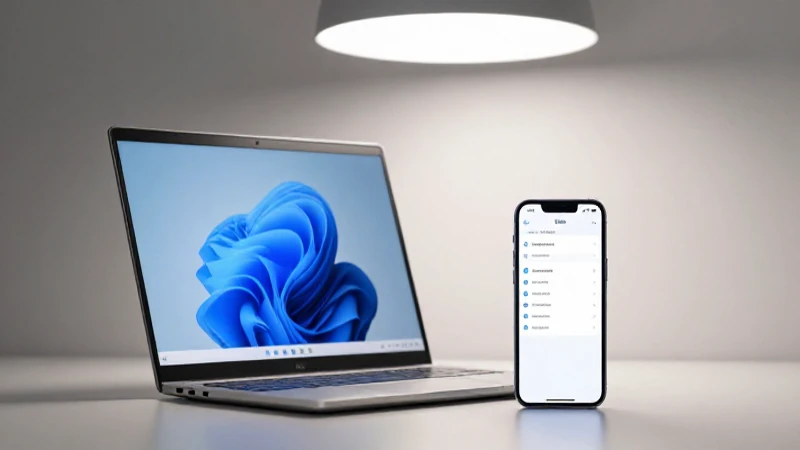 Laptop y móvil sobre fondo minimalista